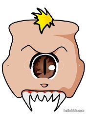 çocuklar için hazır kağıttan Korkunç Surat maskesi şablonu